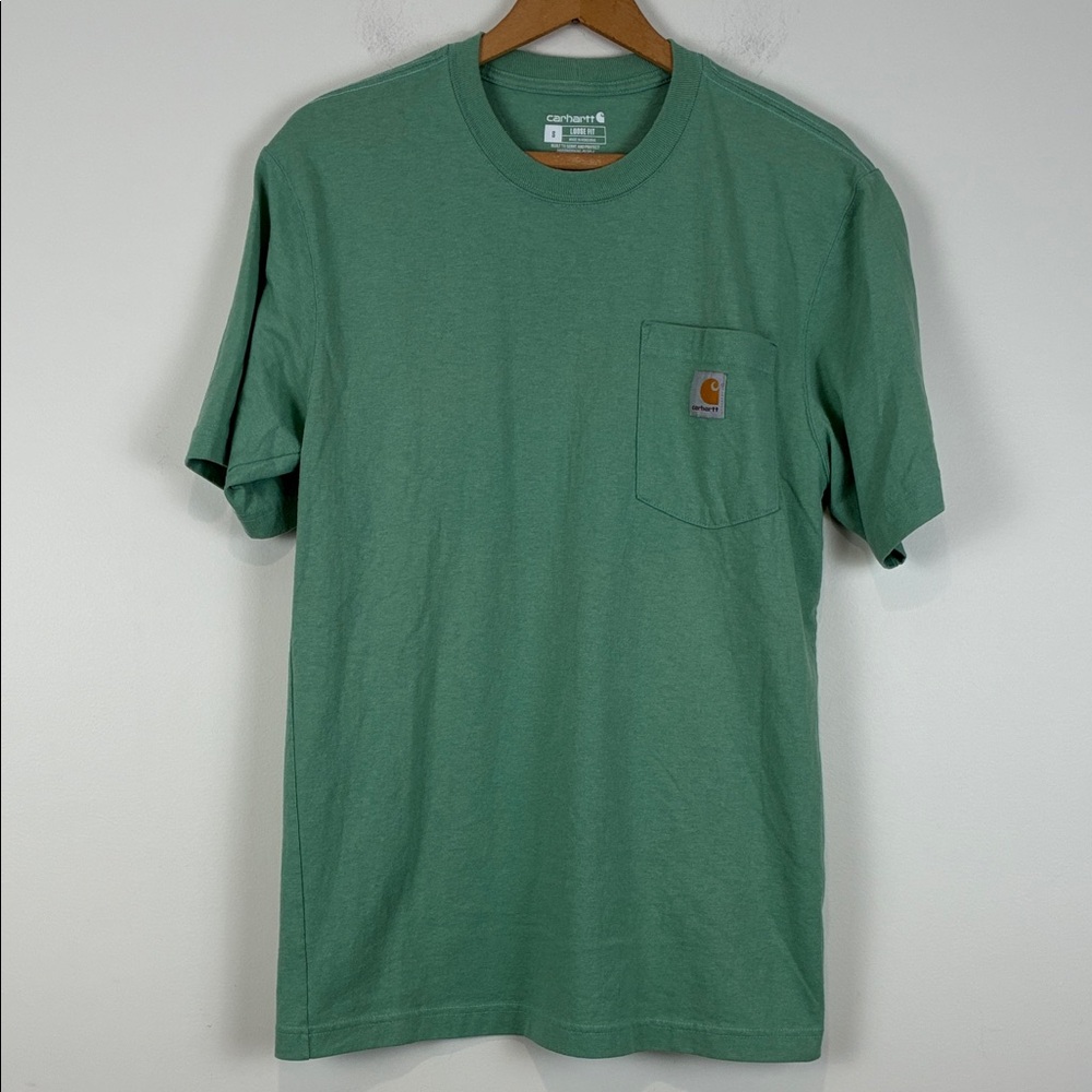 Carhartt Men’s Small Short-Sleeve Pocket T-Shirt Light Green Loose Fit Tee Work